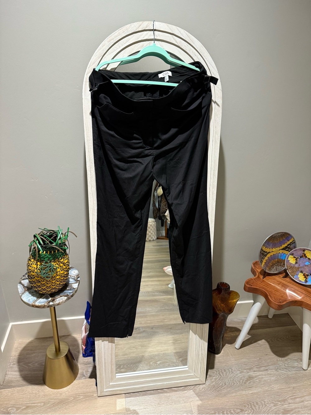 COS Black Wool Trousers with Buckles